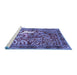 Sideview of Machine Washable Persian Blue Traditional Rug, wshtr4402blu