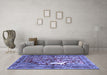 Machine Washable Persian Blue Traditional Rug in a Living Room, wshtr4402blu