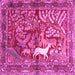 Square Machine Washable Persian Pink Traditional Rug, wshtr4402pnk