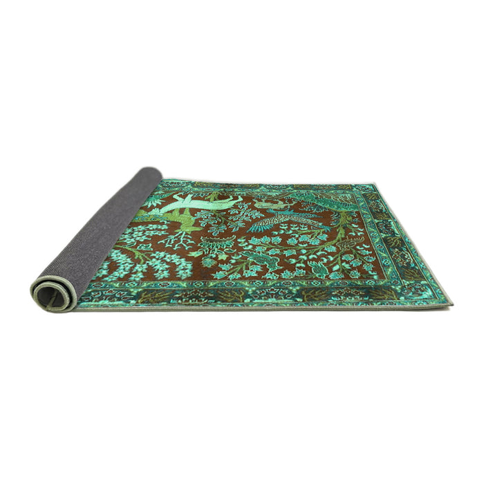 Sideview of Persian Turquoise Traditional Rug, tr4402turq