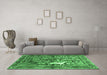 Machine Washable Persian Emerald Green Traditional Area Rugs in a Living Room,, wshtr4402emgrn