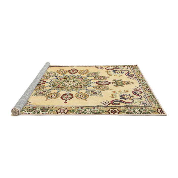 Sideview of Machine Washable Traditional Brown Gold Rug, wshtr4403