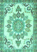 Machine Washable Medallion Turquoise Traditional Area Rugs, wshtr4403turq