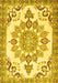 Machine Washable Medallion Yellow Traditional Rug, wshtr4403yw