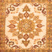 Round Machine Washable Medallion Orange Traditional Area Rugs, wshtr4403org