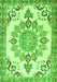 Serging Thickness of Machine Washable Medallion Green Traditional Area Rugs, wshtr4403grn