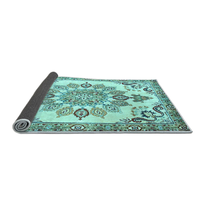 Sideview of Medallion Light Blue Traditional Rug, tr4403lblu