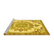 Sideview of Machine Washable Medallion Yellow Traditional Rug, wshtr4403yw