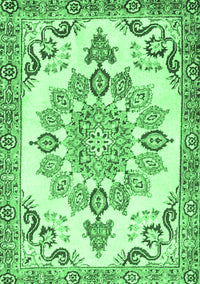 Medallion Emerald Green Traditional Rug, tr4403emgrn