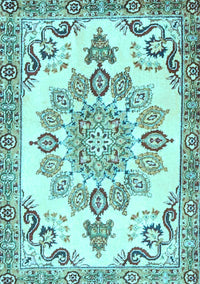 Medallion Light Blue Traditional Rug, tr4403lblu