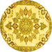 Round Medallion Yellow Traditional Rug, tr4403yw