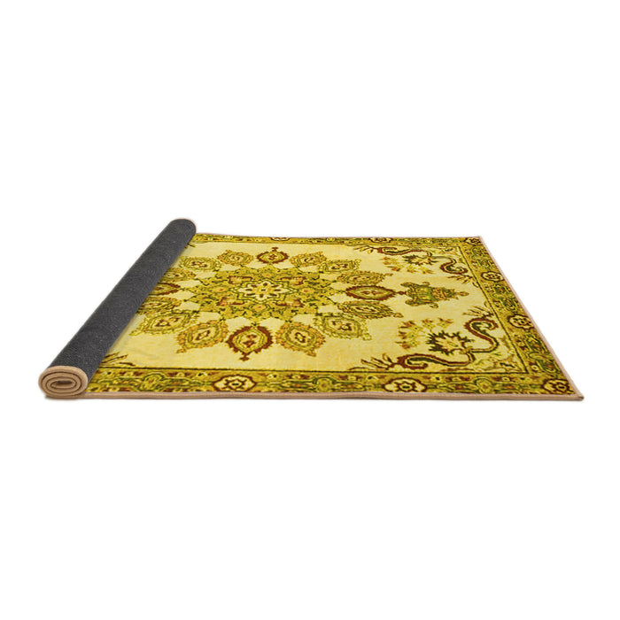Sideview of Medallion Yellow Traditional Rug, tr4403yw