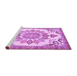 Sideview of Machine Washable Medallion Purple Traditional Area Rugs, wshtr4403pur