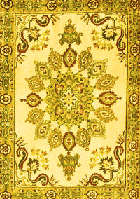 Medallion Yellow Traditional Rug, tr4403yw