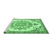 Sideview of Machine Washable Medallion Emerald Green Traditional Area Rugs, wshtr4403emgrn