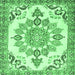 Square Medallion Emerald Green Traditional Rug, tr4403emgrn