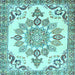 Square Medallion Light Blue Traditional Rug, tr4403lblu