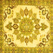 Square Medallion Yellow Traditional Rug, tr4403yw