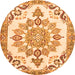 Square Medallion Orange Traditional Rug, tr4403org