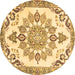 Round Medallion Brown Traditional Rug, tr4403brn