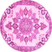 Round Medallion Pink Traditional Rug, tr4403pnk