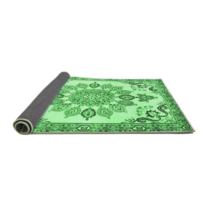 Sideview of Medallion Emerald Green Traditional Rug, tr4403emgrn