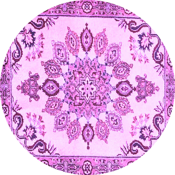 Round Medallion Purple Traditional Rug, tr4403pur