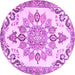 Round Medallion Purple Traditional Rug, tr4403pur