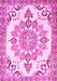 Machine Washable Medallion Pink Traditional Rug, wshtr4403pnk