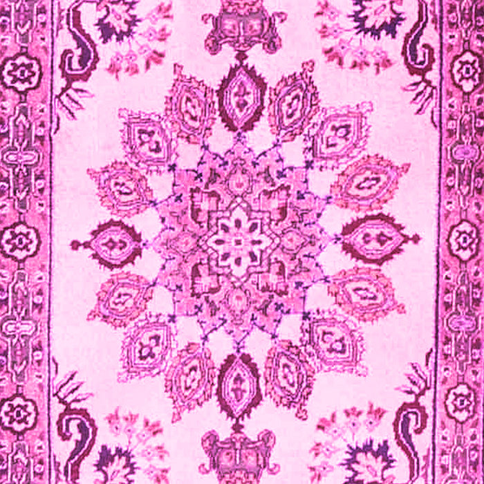 Machine Washable Medallion Pink Traditional Rug, wshtr4403pnk