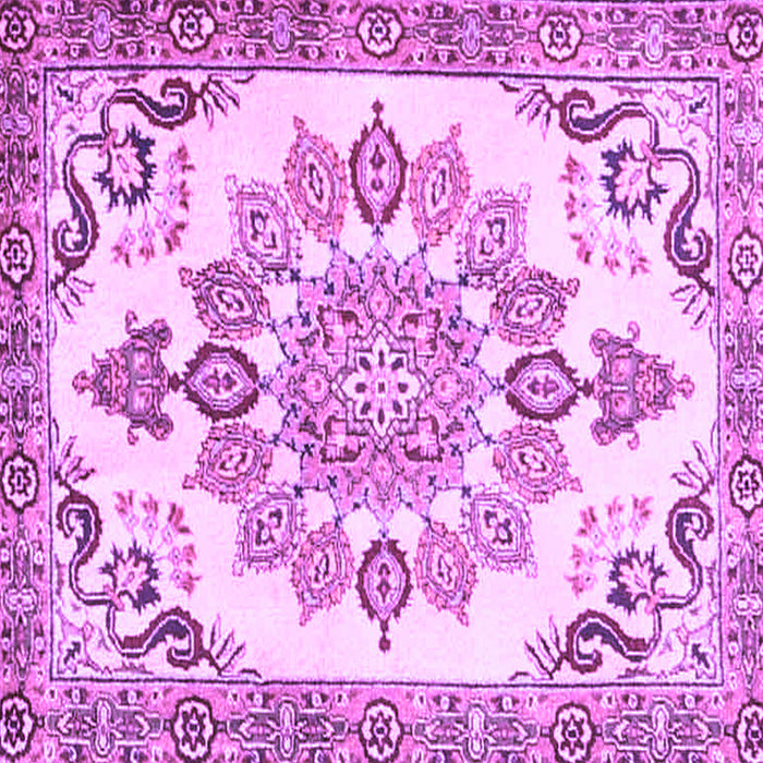 Square Machine Washable Medallion Purple Traditional Area Rugs, wshtr4403pur