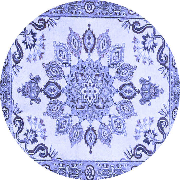 Round Medallion Blue Traditional Rug, tr4403blu