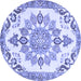 Round Medallion Blue Traditional Rug, tr4403blu