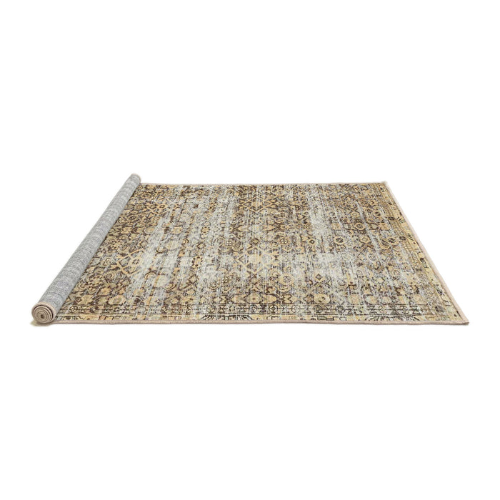 Sideview of Machine Washable Traditional Dark Almond Brown Rug, wshtr4404