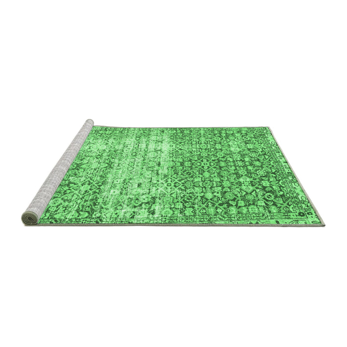 Sideview of Machine Washable Persian Emerald Green Traditional Area Rugs, wshtr4404emgrn
