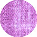 Round Persian Purple Traditional Rug, tr4404pur