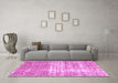 Machine Washable Persian Pink Traditional Rug in a Living Room, wshtr4404pnk