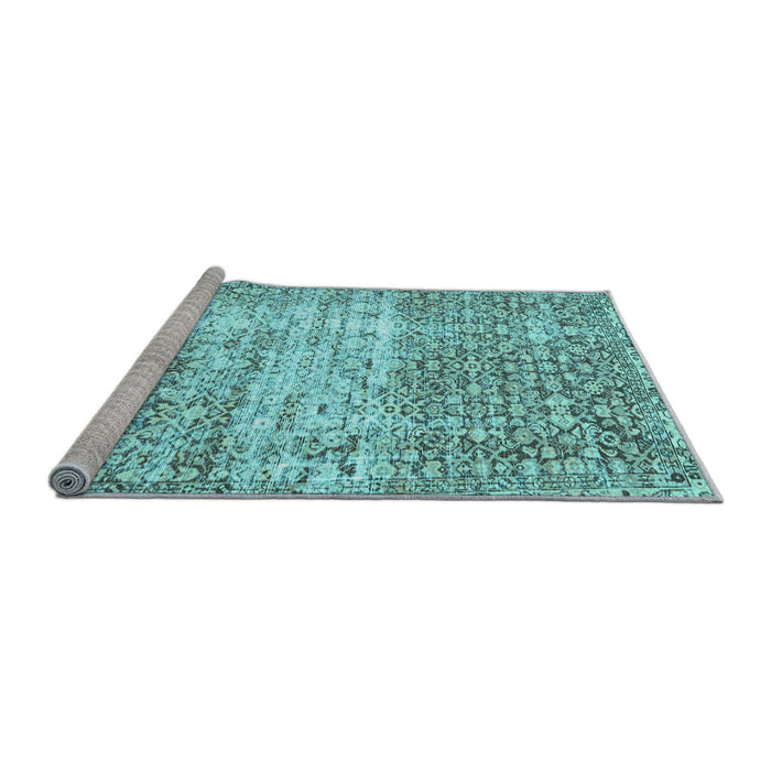 Sideview of Machine Washable Persian Light Blue Traditional Rug, wshtr4404lblu