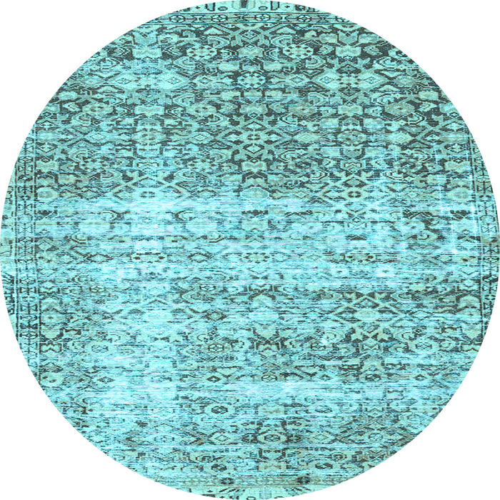 Round Persian Light Blue Traditional Rug, tr4404lblu