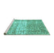 Sideview of Machine Washable Persian Turquoise Traditional Area Rugs, wshtr4404turq