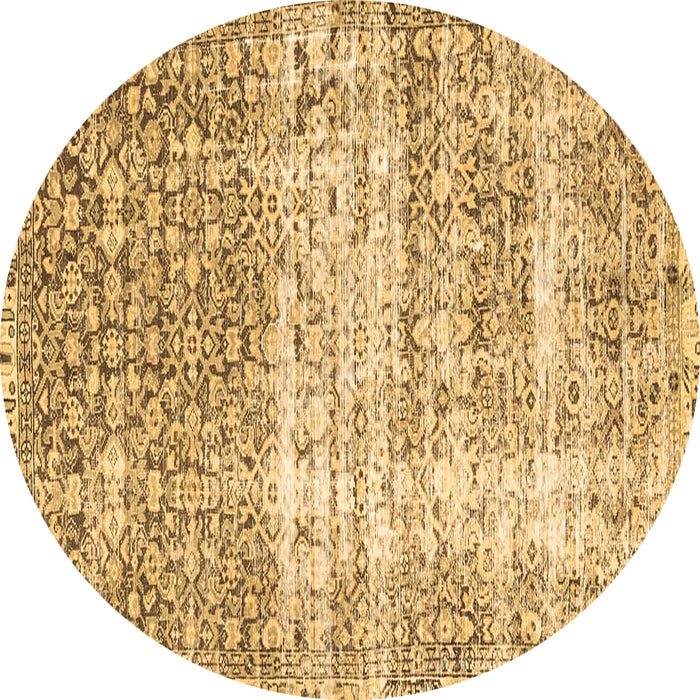 Round Machine Washable Persian Brown Traditional Rug, wshtr4404brn