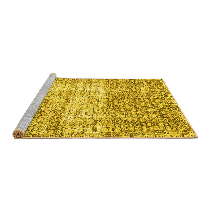 Sideview of Machine Washable Persian Yellow Traditional Rug, wshtr4404yw
