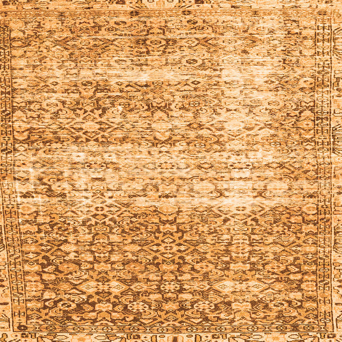 Round Machine Washable Persian Orange Traditional Area Rugs, wshtr4404org