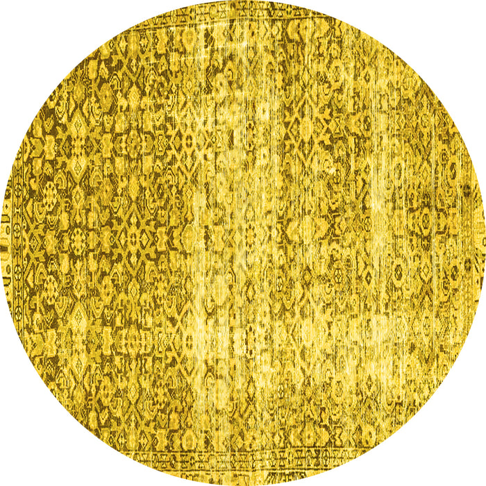 Round Persian Yellow Traditional Rug, tr4404yw