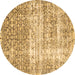 Round Persian Brown Traditional Rug, tr4404brn