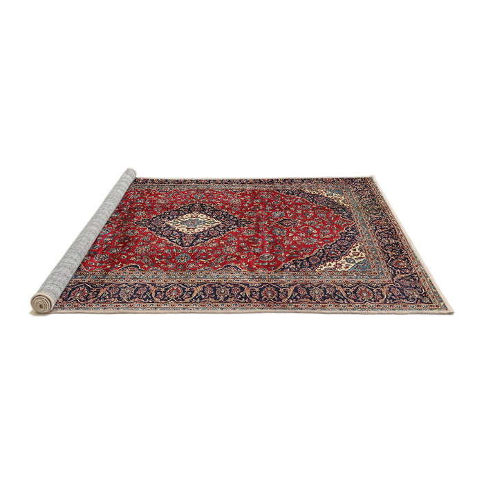 Sideview of Machine Washable Traditional Saffron Red Rug, wshtr4405