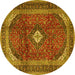 Round Medallion Yellow Traditional Rug, tr4405yw