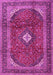 Machine Washable Medallion Pink Traditional Rug, wshtr4405pnk