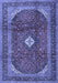 Machine Washable Medallion Blue Traditional Rug, wshtr4405blu