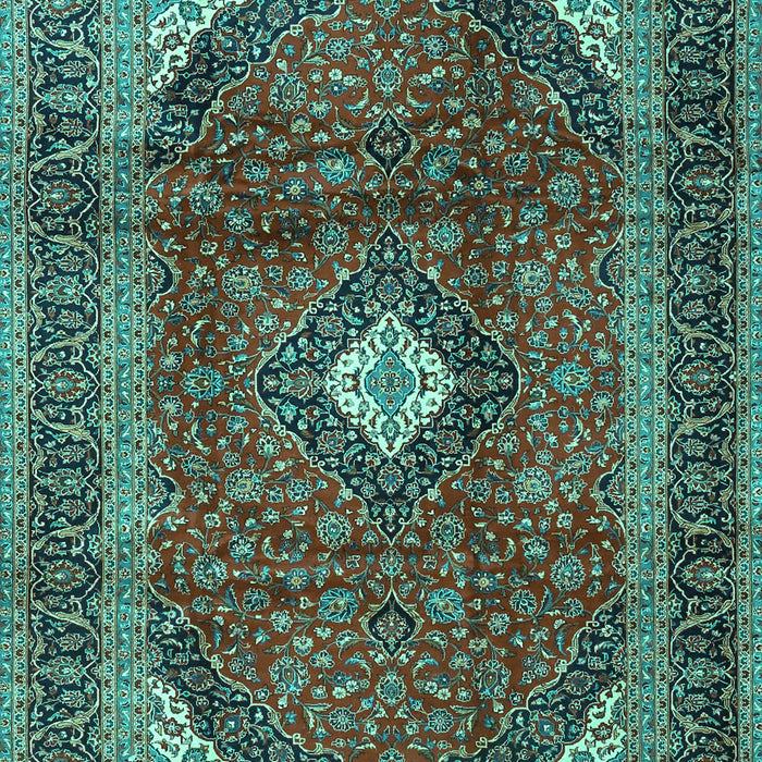 Machine Washable Medallion Turquoise Traditional Area Rugs, wshtr4405turq